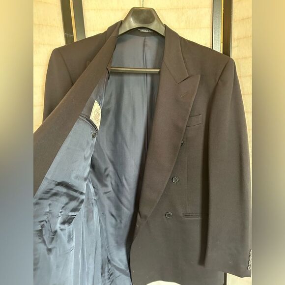 Marzotto Tessuto Italian Navy Wool Classic Double Breasted Sports Jacket 40 - Picture 3 of 9